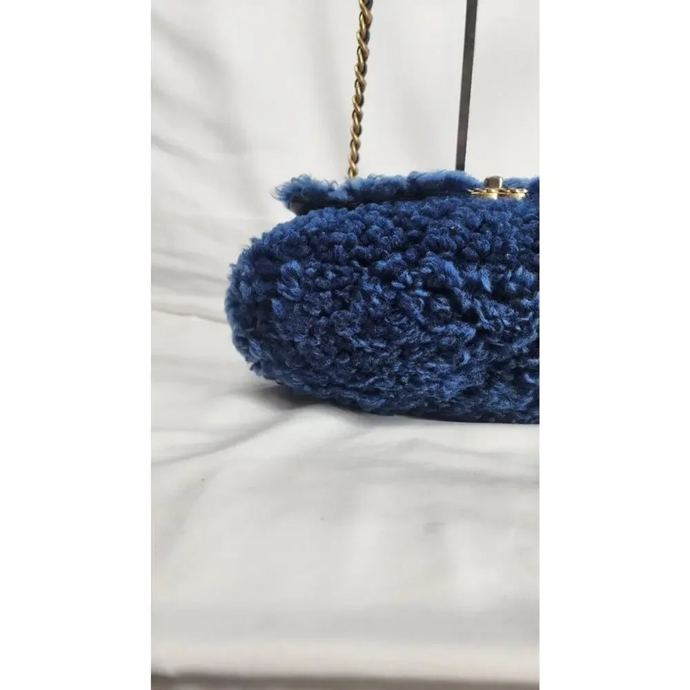 Chanel Medium Blue Shearling 19 Flap Shoulder Bag SPBJKI 342324